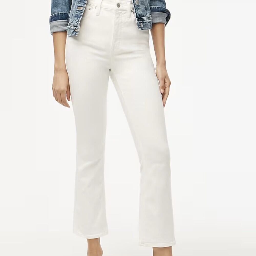 J Crew Jeans Womens 32 High Rise Flare Crop Signature Stretch White Casual Denim